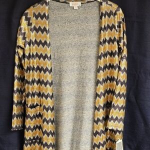 GOLD AND NAVY DUSTER CARDIGAN XS.